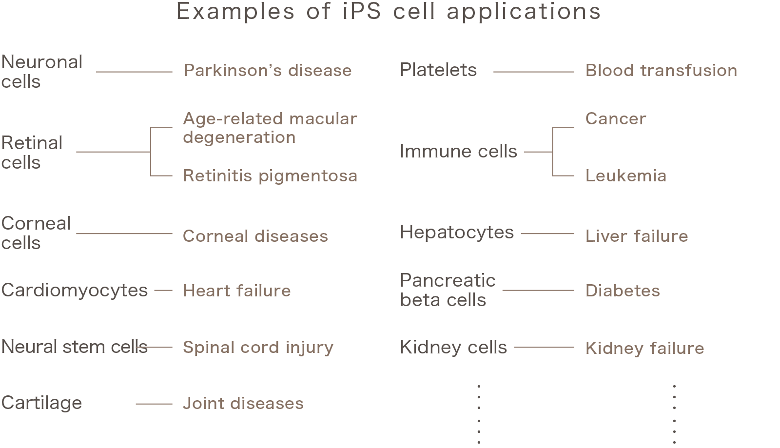 Examples of iPS cell applications